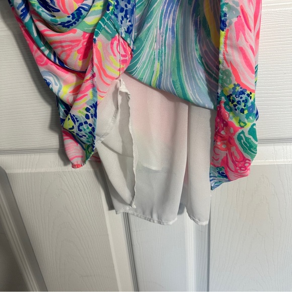 Lilly Pulitzer Lexi dress in "Beach Please," size M, slip dress, flounce overlay - Picture 6 of 14